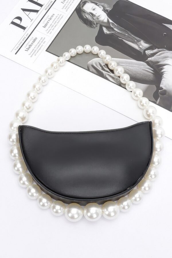 Half-Moon Bag with Faux Pearl Handle – Polyurethane