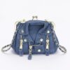 Faux Denim Leather-Jacket Crossbody Bag – Dark & Light Blue