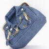 Faux Denim Leather-Jacket Crossbody Bag – Dark & Light Blue