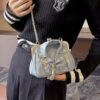 Faux Denim Leather-Jacket Crossbody Bag – Dark & Light Blue