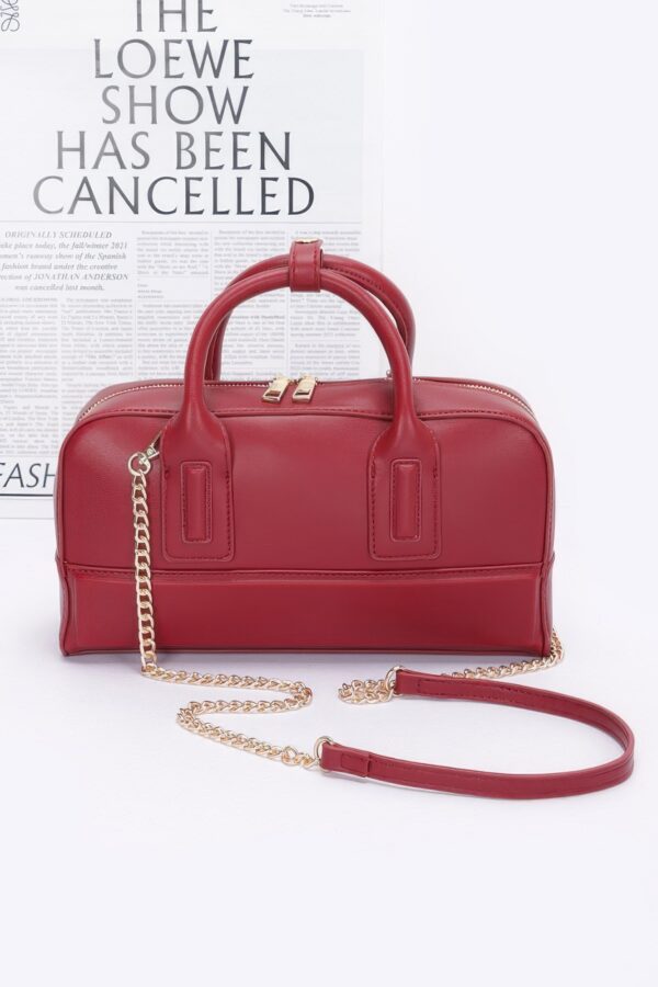 Faux Leather Handbag with Mixed Metal Hardware
