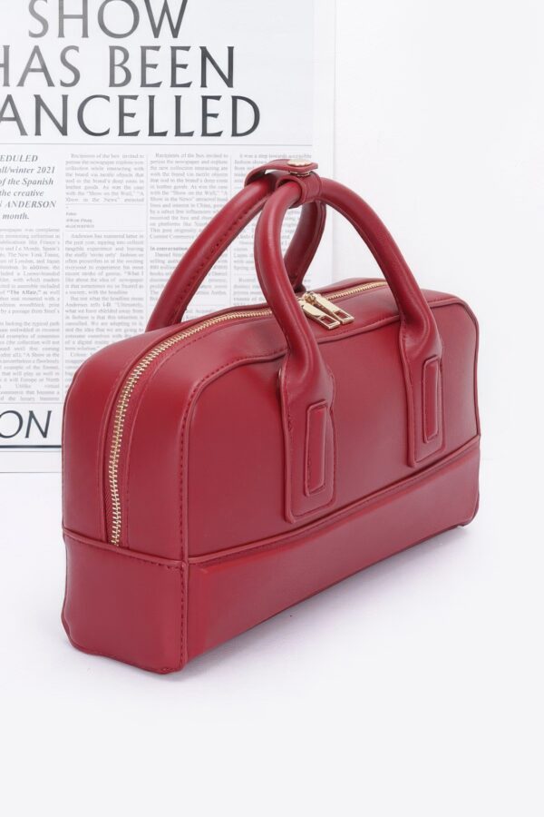Faux Leather Handbag with Mixed Metal Hardware