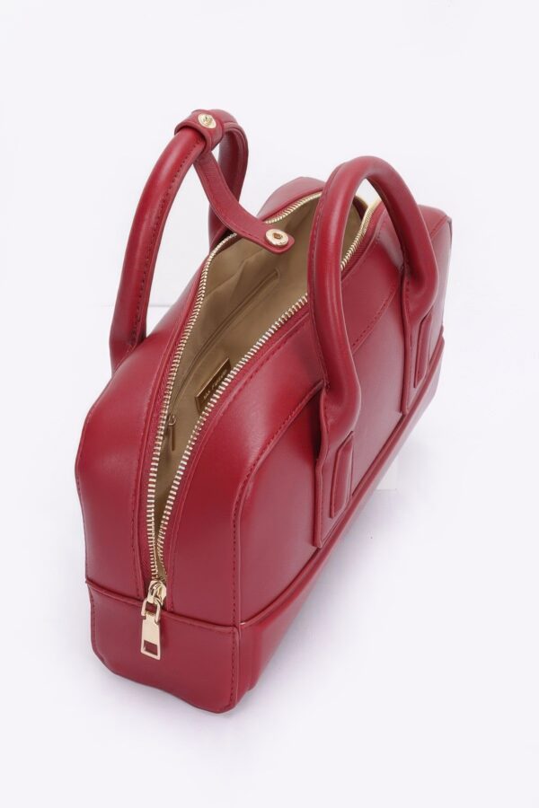 Faux Leather Handbag with Mixed Metal Hardware