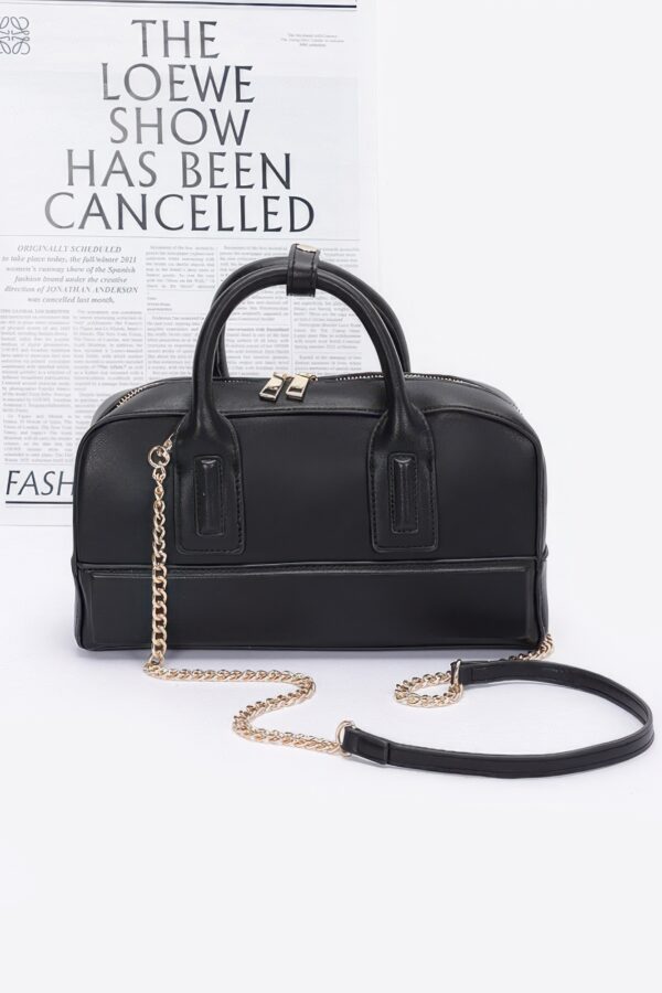 Faux Leather Handbag with Mixed Metal Hardware