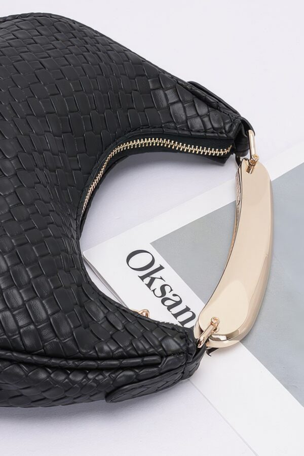 Embossed Faux Leather Bag with Metal Handle