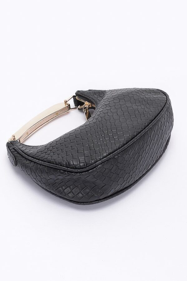 Embossed Faux Leather Bag with Metal Handle