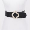 Metallic Stretch Belt with Pearl Buckle – Black
