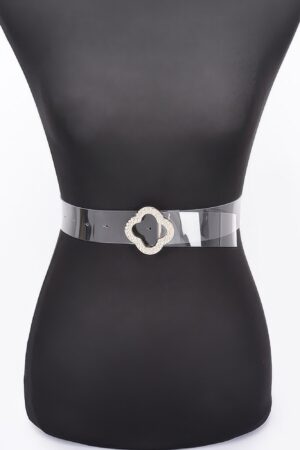 Clear PVC Belt with Rhinestone Buckle – Gold & Silver