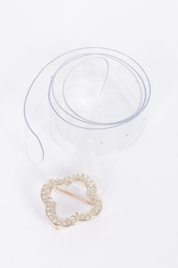 Clear PVC Belt with Rhinestone Buckle – Gold & Silver