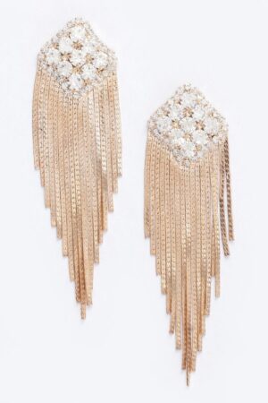 Rhinestone Fringe Earrings – Cascading Sparkle