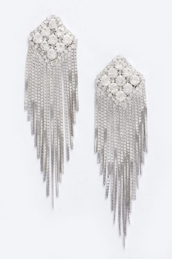 Rhinestone Fringe Earrings – Cascading Sparkle