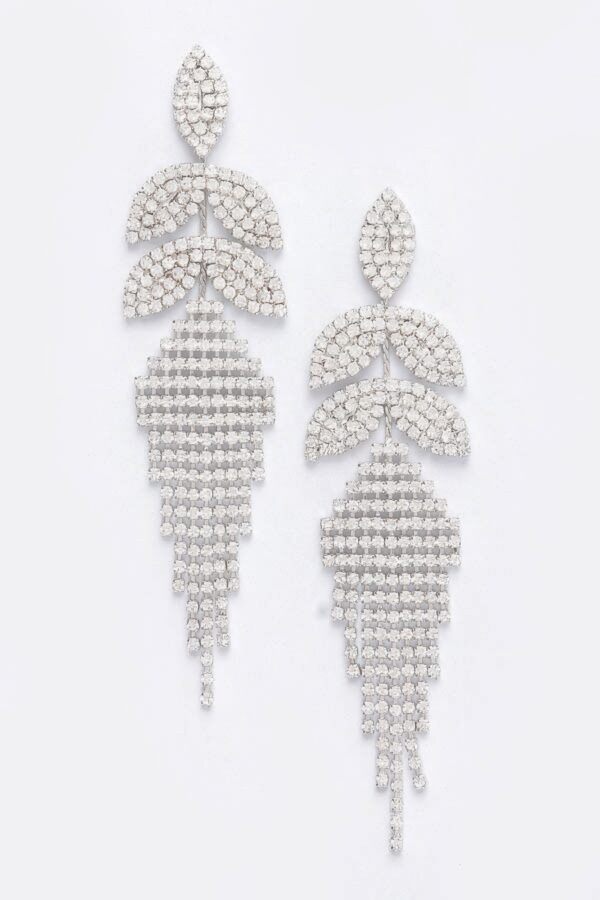 Rhinestone Fringe Earrings – Cascading Crystal Fringe