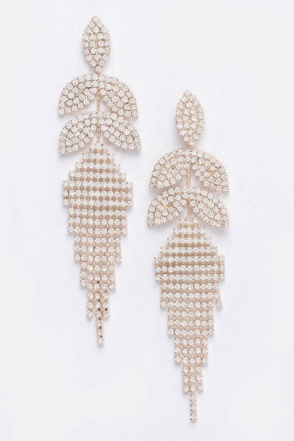 Rhinestone Fringe Earrings – Cascading Crystal Fringe