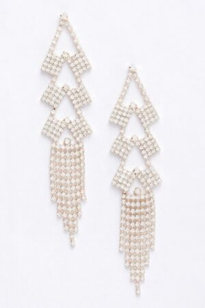 Rhinestone Fringe Drop Earrings – Cascading Sparkle