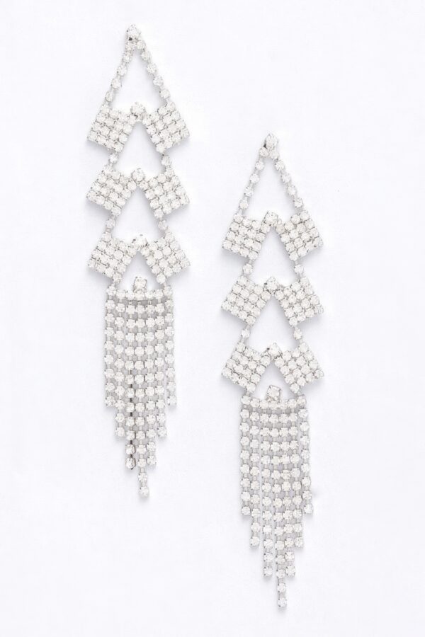 Rhinestone Fringe Drop Earrings – Cascading Sparkle