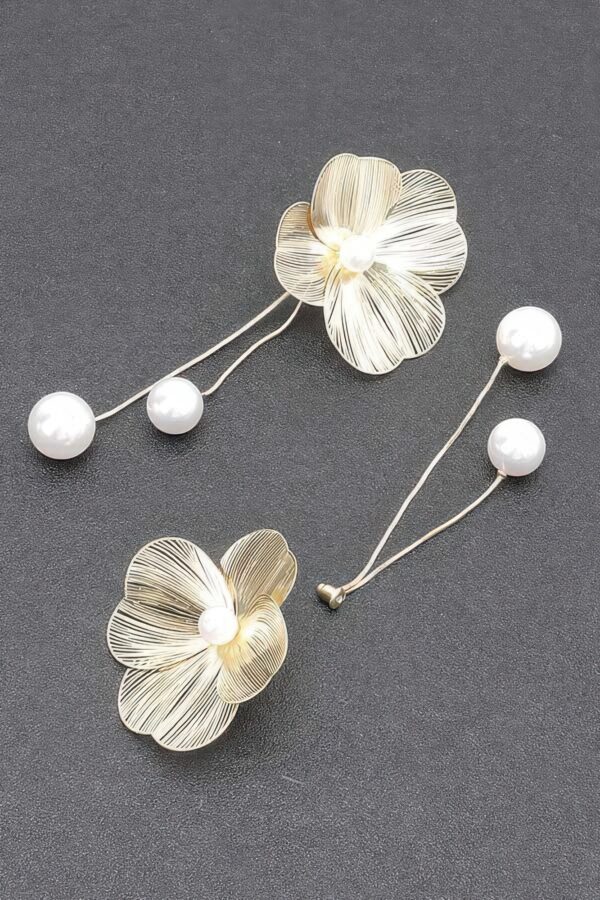 Faux Pearl Drop Earrings – Gold-Plated, 4″ Long