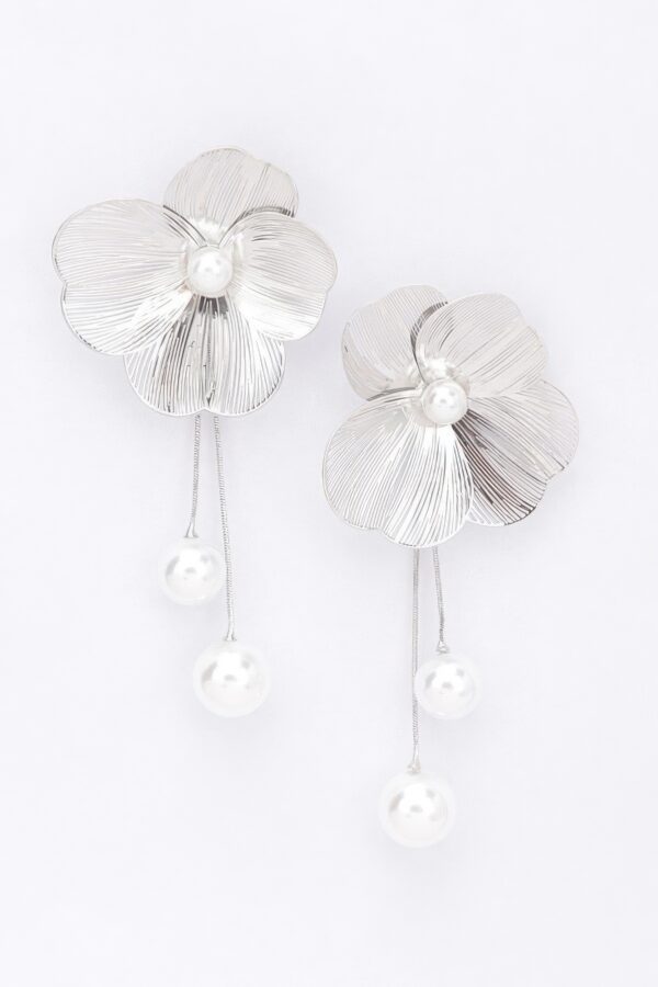 Faux Pearl Drop Earrings – Gold-Plated, 4″ Long