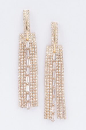 Rhinestone Row Drop Earrings – Sparkling Clear
