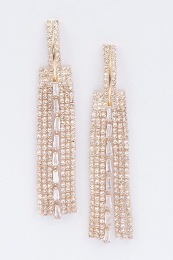 Rhinestone Row Drop Earrings – Sparkling Clear