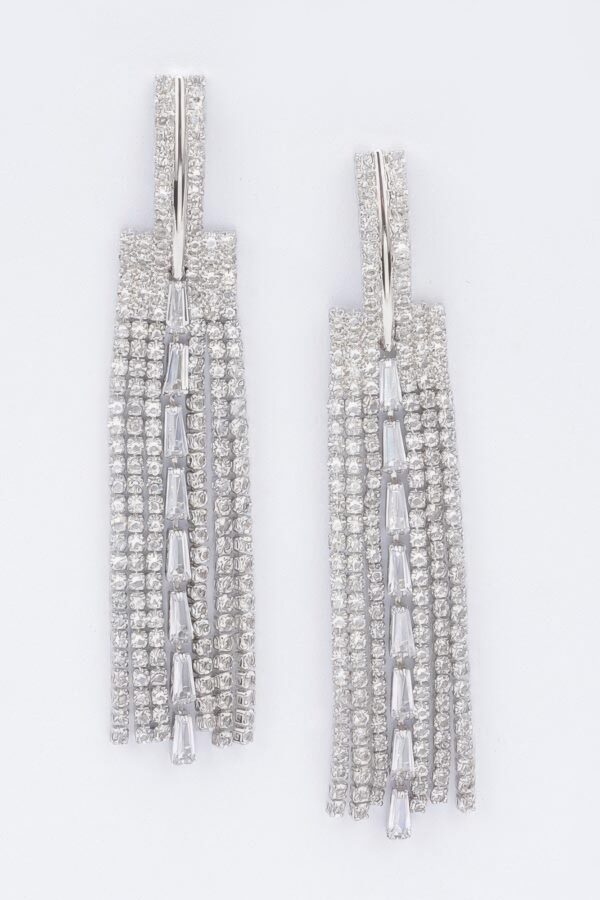 Rhinestone Row Drop Earrings – Sparkling Clear