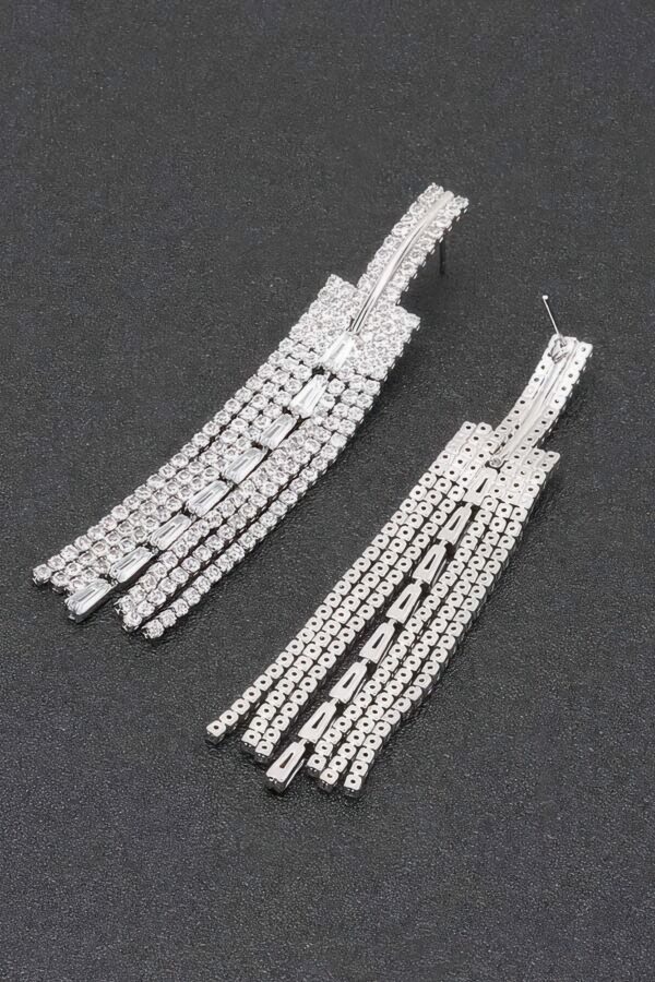Rhinestone Row Drop Earrings – Sparkling Clear