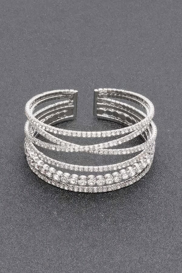 Rhinestone Bracelet – Row of Clear Stones in Gold or Silver