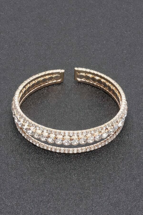 Rhinestone Bracelet with Clear Stones – Gold or Silver