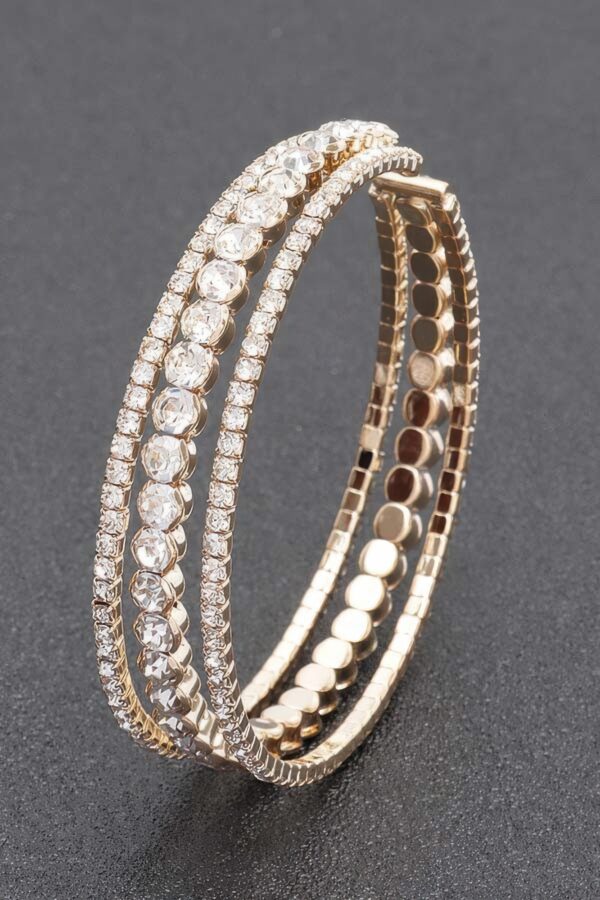 Rhinestone Bracelet with Clear Stones – Gold or Silver