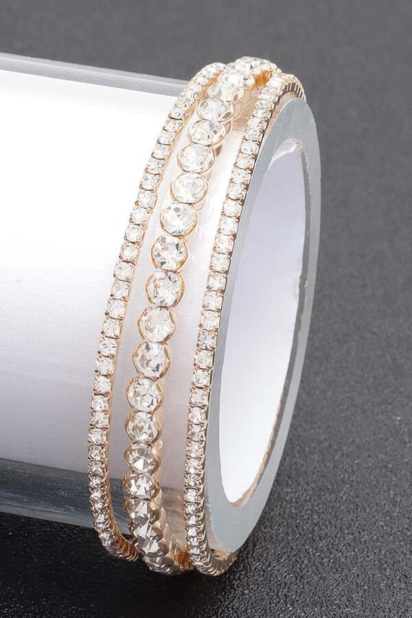 Rhinestone Bracelet with Clear Stones – Gold or Silver