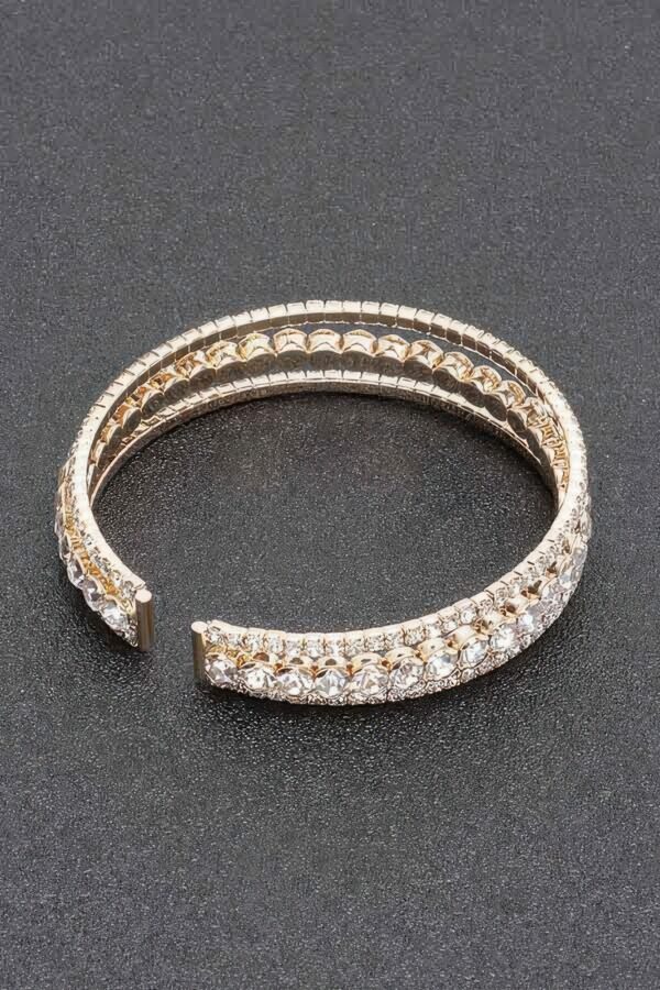 Rhinestone Bracelet with Clear Stones – Gold or Silver