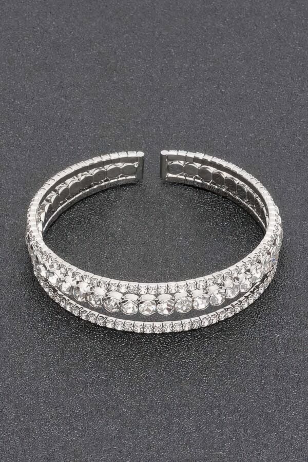 Rhinestone Bracelet with Clear Stones – Gold or Silver