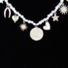 Beaded Necklace with Multi Shiny Charms – Gold Cream