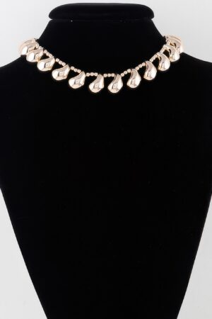 Double Link Chain Choker – Layered Metal Necklace, Gold
