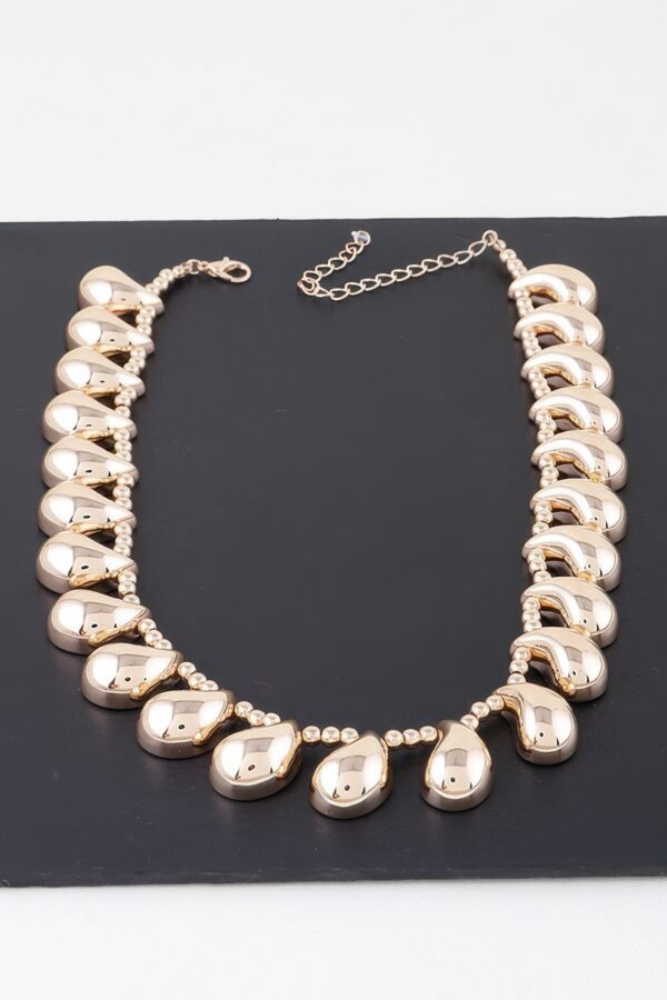 Double Link Chain Choker – Layered Metal Necklace, Gold