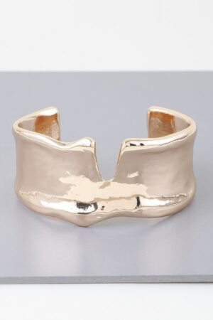 Abstract Wave Metal Cuff Bracelet – Gold