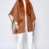 Faux Fur Collar Kimono – Plush Collar Wrap in Camel or Gray