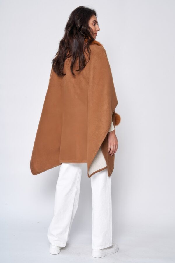 Faux Fur Collar Kimono – Plush Collar Wrap in Camel or Gray