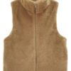 Solid Faux Fur Vest – Plush Relaxed-Fit in Beige or Taupe