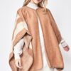 Side Border Ruana – Draped Layering Wrap in Camel or Ivory
