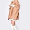Side Border Ruana – Draped Layering Wrap in Camel or Ivory