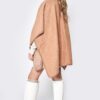 Side Border Ruana – Draped Layering Wrap in Camel or Ivory