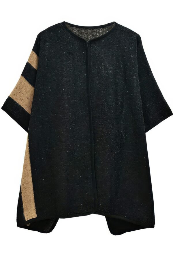 Side Border Ruana – Draped Layering Wrap in Camel or Ivory