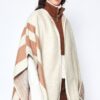 Side Border Ruana – Draped Layering Wrap in Camel or Ivory