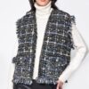 Plaid Tweed Vest with Frayed Raw Edges