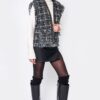 Plaid Tweed Vest with Frayed Raw Edges