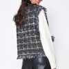 Plaid Tweed Vest with Frayed Raw Edges