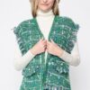 Plaid Tweed Vest with Frayed Raw Edges