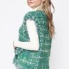 Plaid Tweed Vest with Frayed Raw Edges