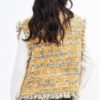 Plaid Tweed Vest with Frayed Raw Edges