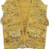 Plaid Tweed Vest with Frayed Raw Edges